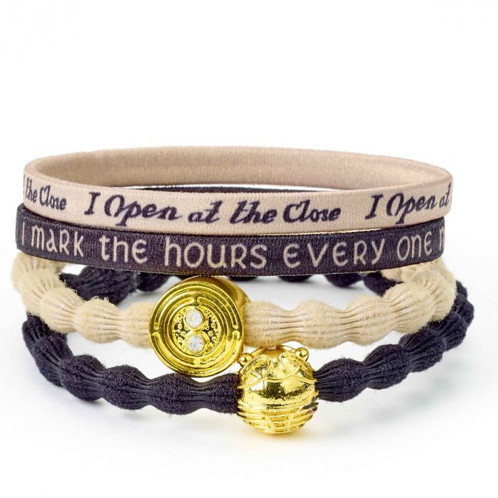 Time Turner &amp; Golden Snitch Harry Potter Elastic Hair Band Set of 4