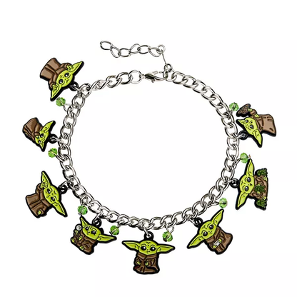 Star Wars The Mandalorian Grogu Stainless Steel Enamel Charm Bracelet