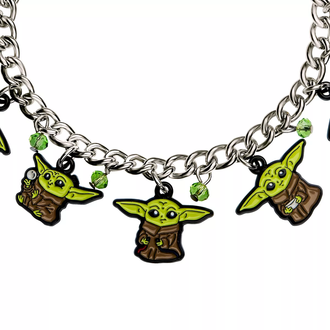 Star Wars The Mandalorian Grogu Stainless Steel Enamel Charm Bracelet