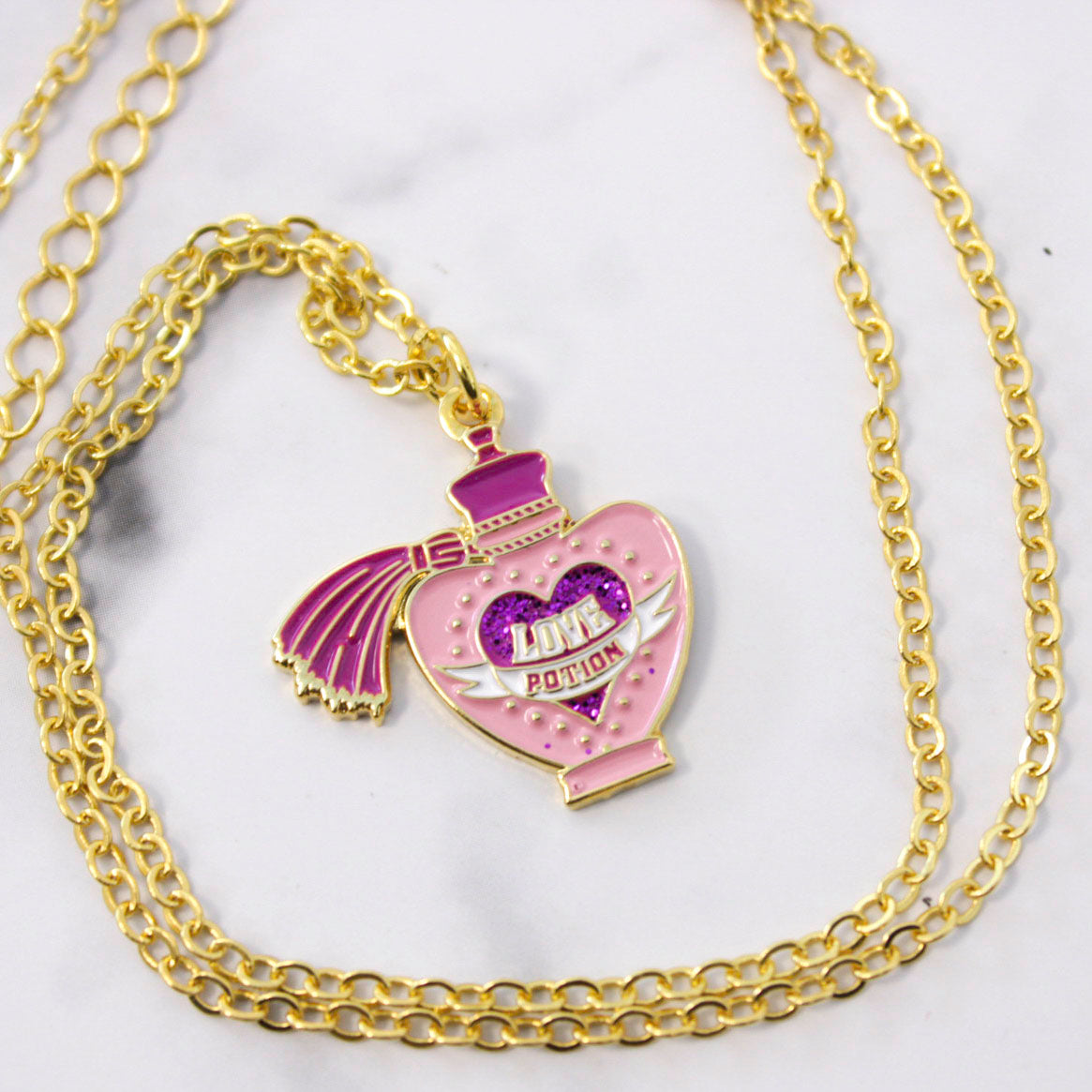 Love Potion Charm (Harry Potter) Metal Enamel Necklace with Glitter Detail