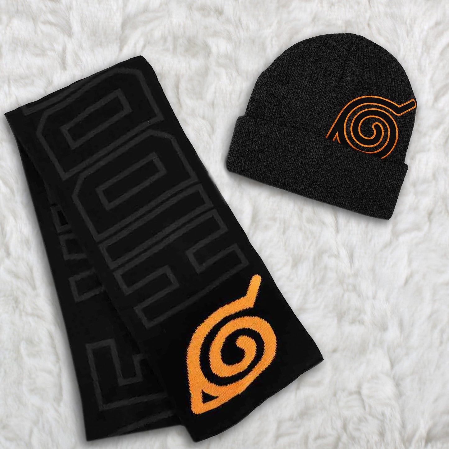 Naruto Beanie Hat & Scarf Set Hidden Leaf Village