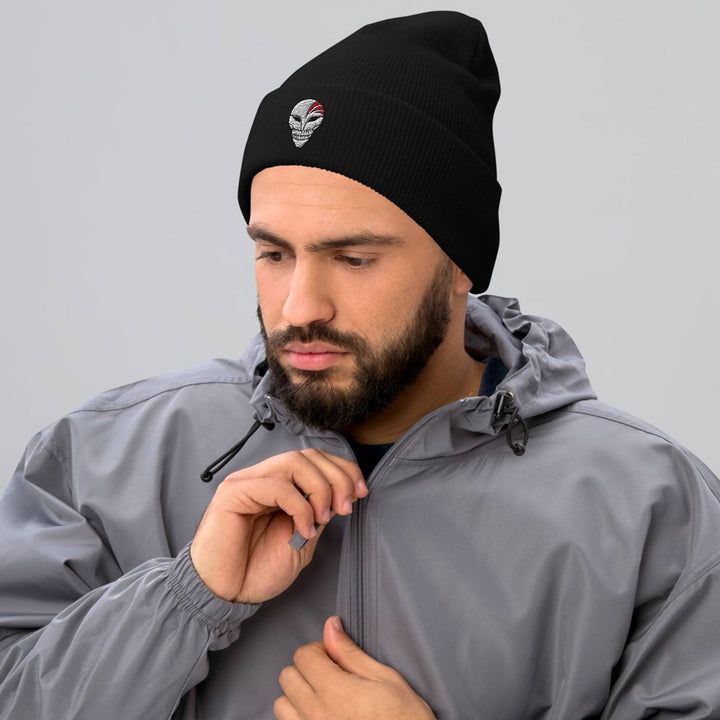 Hollow Mask (Bleach) Black Embroidered Beanie Hat