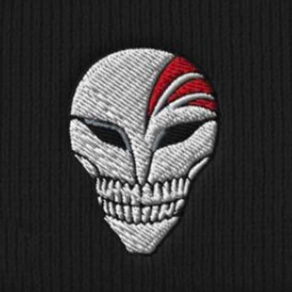 Hollow Mask (Bleach) Black Embroidered Beanie Hat