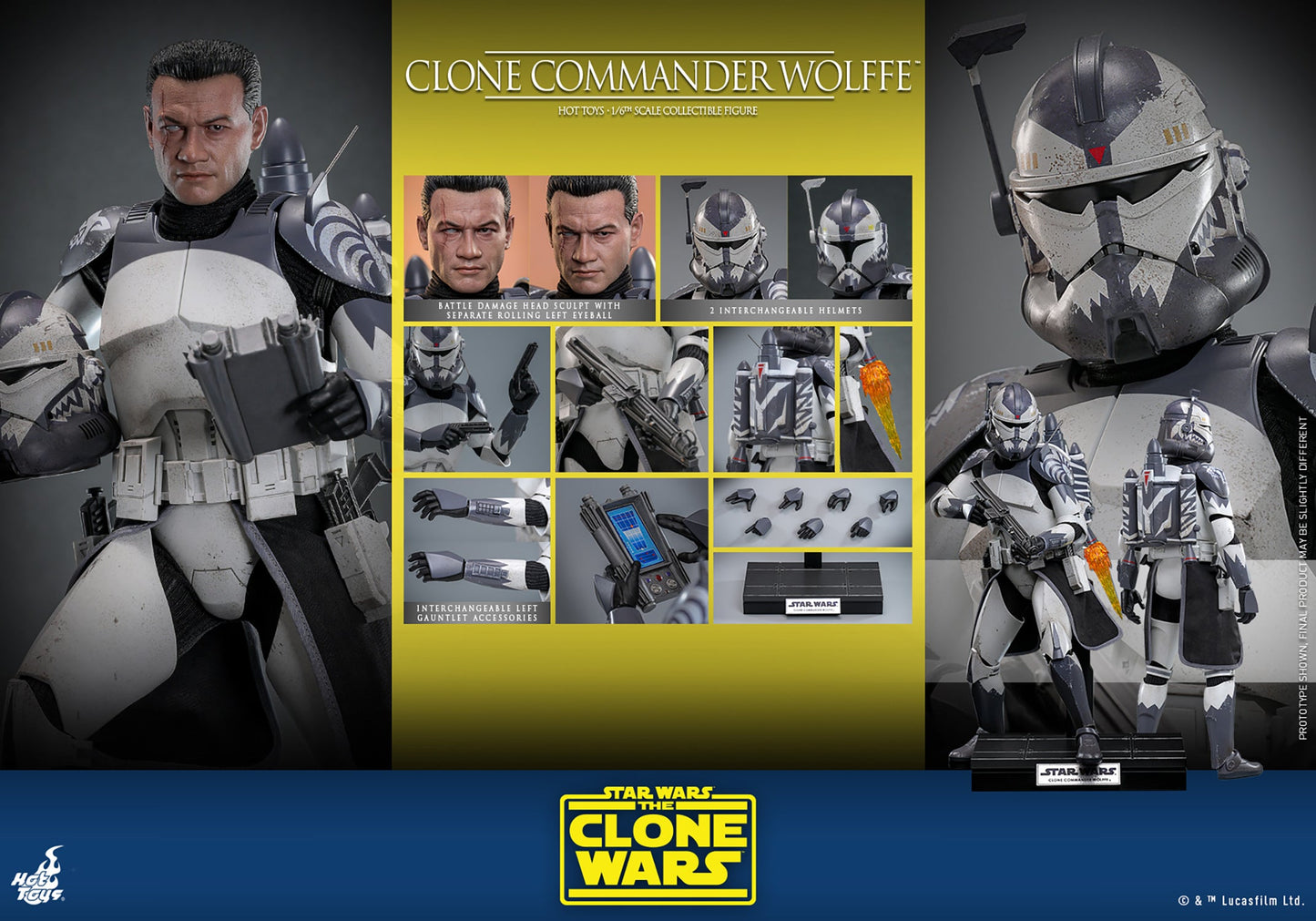 Star Wars The Clone Wars Clone Commander Wolffe Sixth Scale Figure by Hot Toys