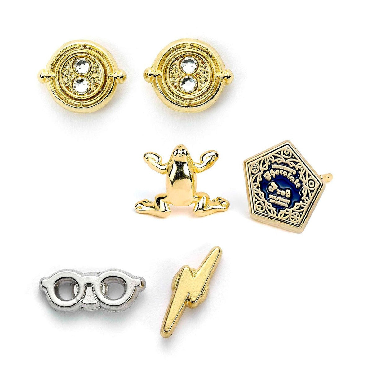 Harry Potter Time Turner, Chocolate Frog, Glasses, and Lightning Bolt Earring Set
