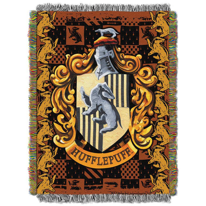 Harry Potter Hufflepuff Crest Woven Tapestry Throw Blanket