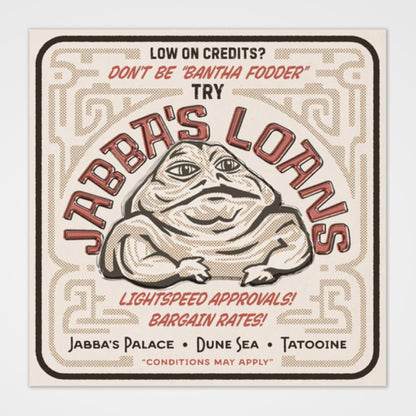 Jabba's Loans (Star Wars) Jabba the Hutt Metal 20" Wall Sign