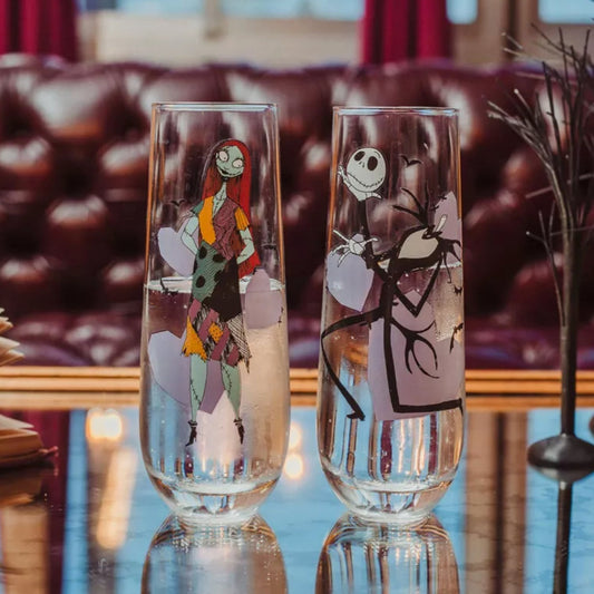 Jack Skellington and Sally (Nightmare Before Christmas) 9oz Fluted Glassware Set of 2