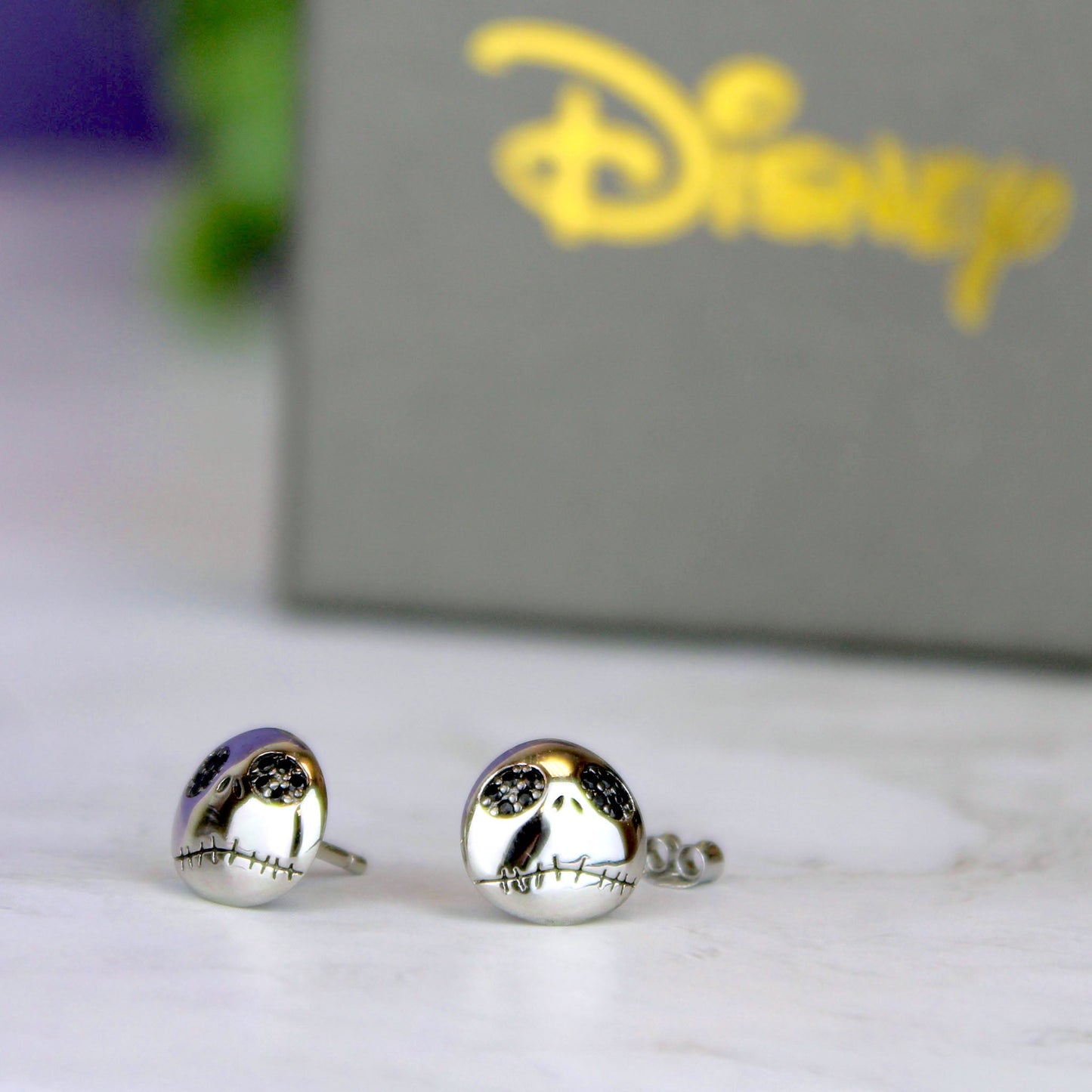 Jack Skellington (The Nightmare Before Christmas) Disney Gold Plated Crystal Stud Earrings