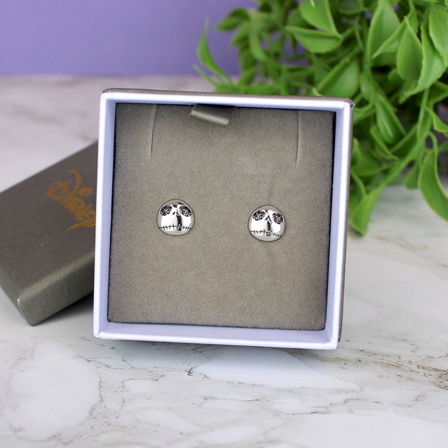 Jack Skellington (The Nightmare Before Christmas) Disney Gold Plated Crystal Stud Earrings