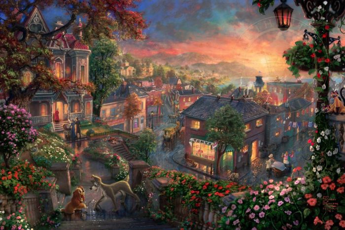 Lady and the Tramp (Disney) Thomas Kinkade Framed Art Print