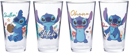 Lilo and Stitch "Chillin" Disney 16oz Set of 4 Glasses