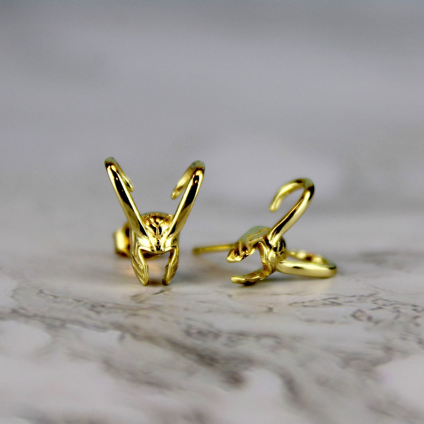 Loki Helmet (Marvel) Precious Metal Stud Earrings