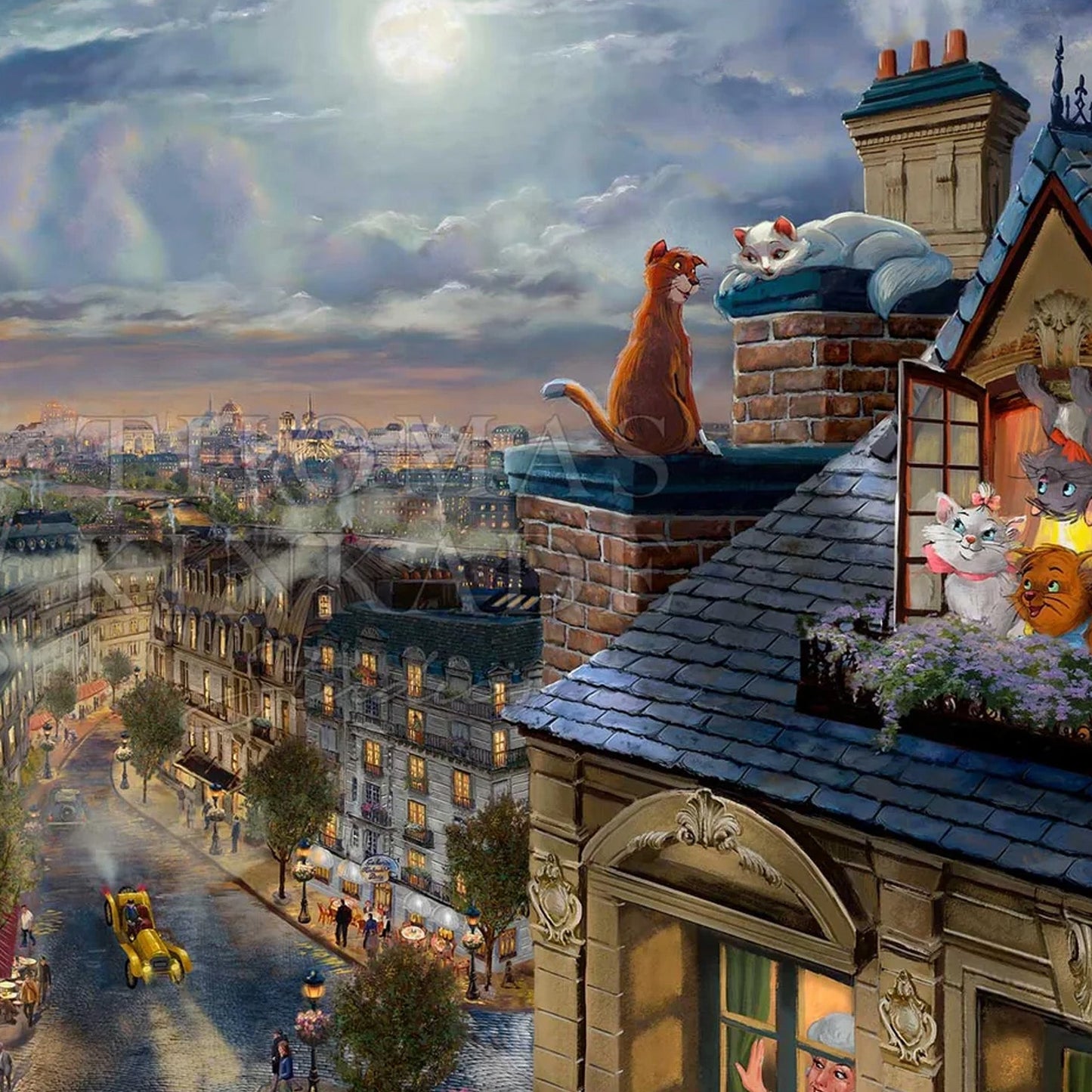love-under-the-moon-aristocats-disney-thomas-kinkade-framed-art-print