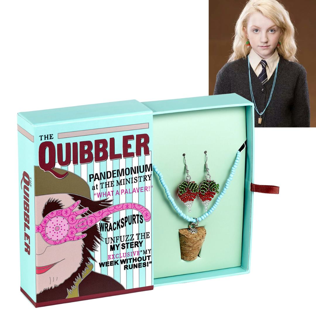 Harry Potter Luna Lovegood Radish Earring and Cork Necklace Jewelry Gift Set