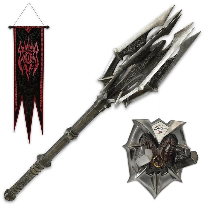 Lord of the Rings Sauron Mace and Banner Replica with One Ring