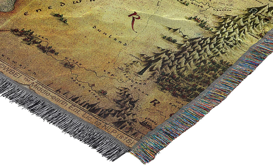 Lord of the Rings Middle Earth Map Woven Tapestry Throw Blanket