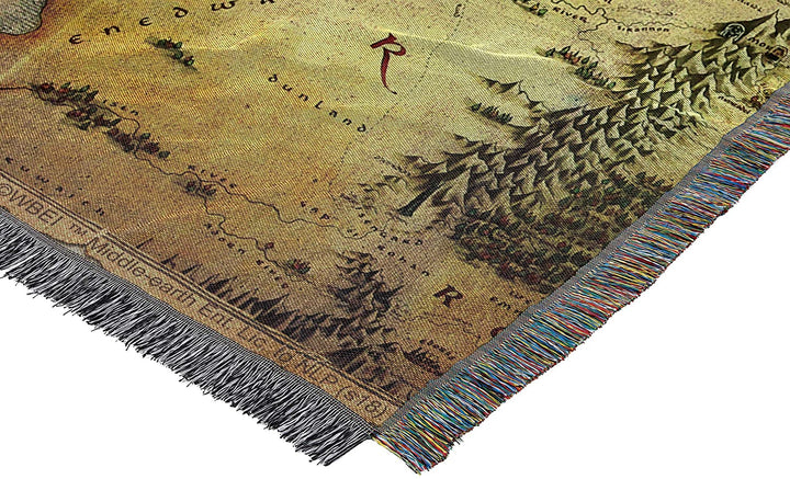 Lord of the Rings Middle Earth Map Woven Tapestry Throw Blanket