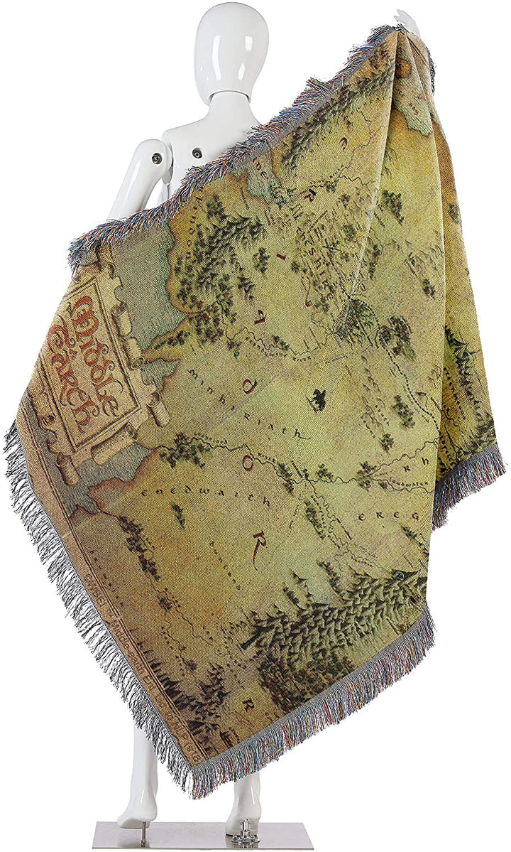Lord of the Rings Middle Earth Map Woven Tapestry Throw Blanket