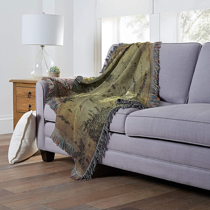 Lord of the Rings Middle Earth Map Woven Tapestry Throw Blanket