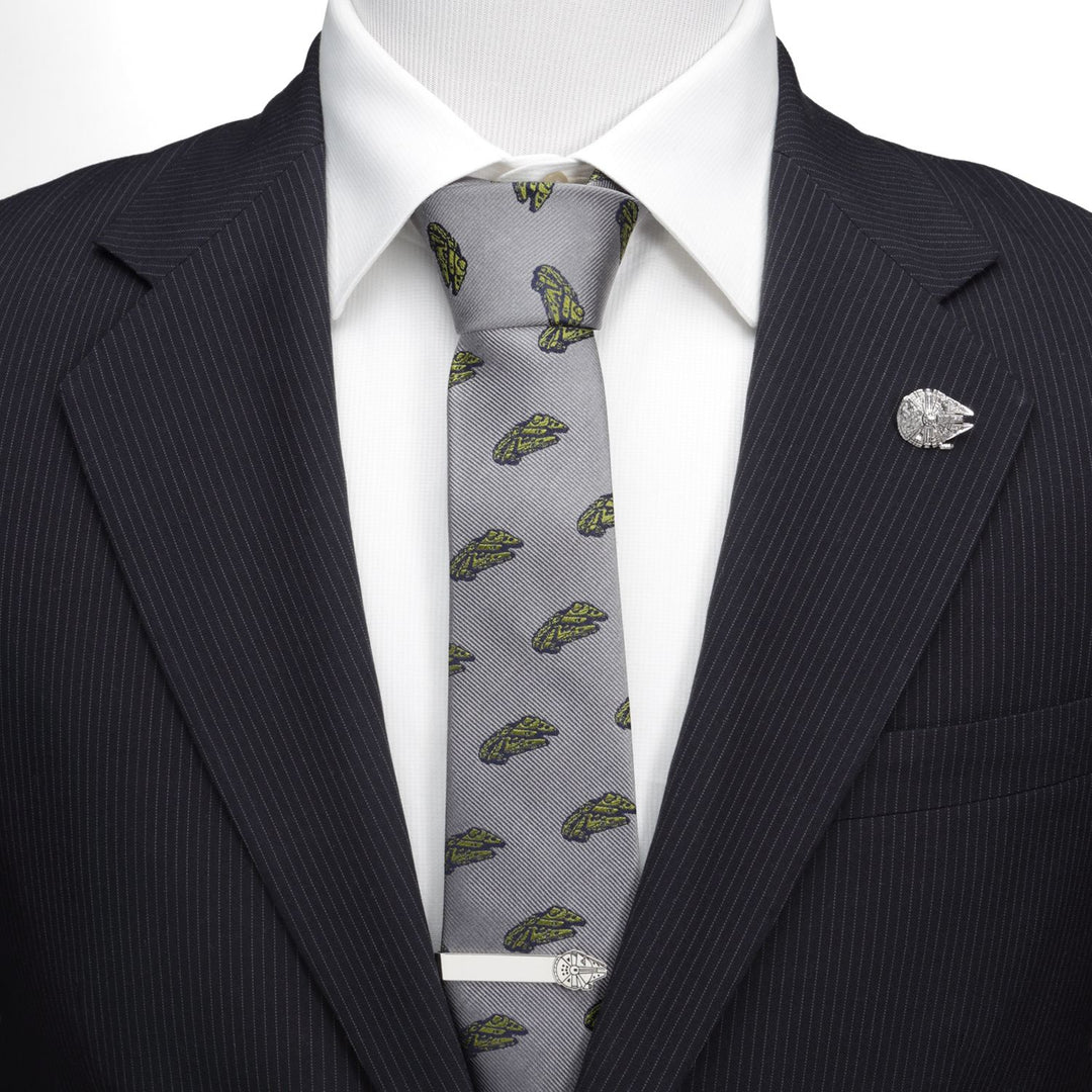 Millennium Falcon (Gray &amp; Olive Green) Star Wars Fine Neck Tie