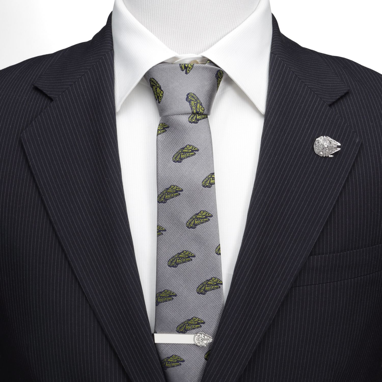 Millennium Falcon (Gray & Olive Green) Star Wars Fine Neck Tie