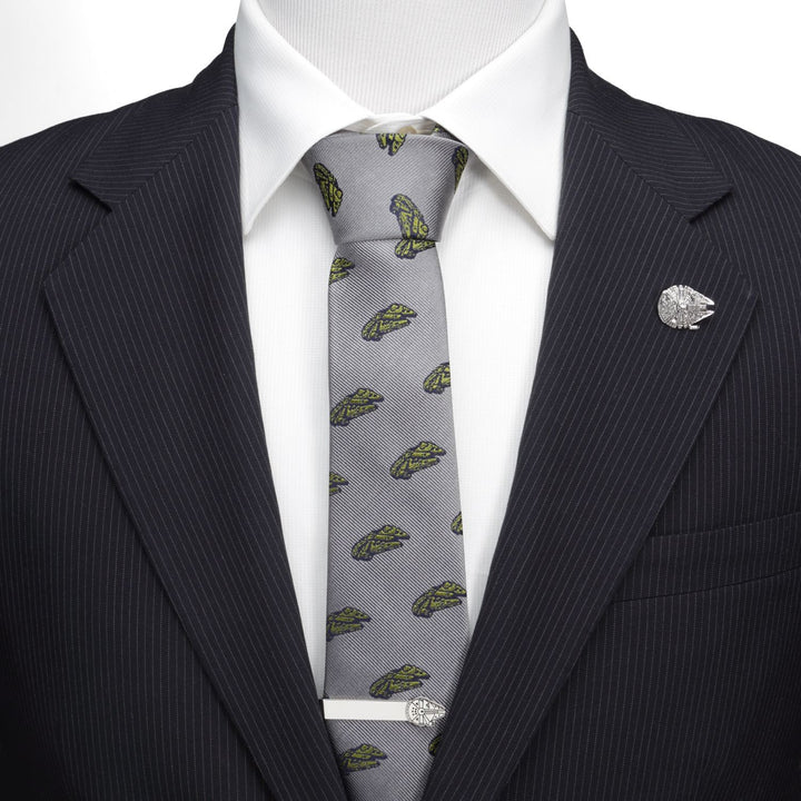 Millennium Falcon (Gray &amp; Olive Green) Star Wars Fine Neck Tie