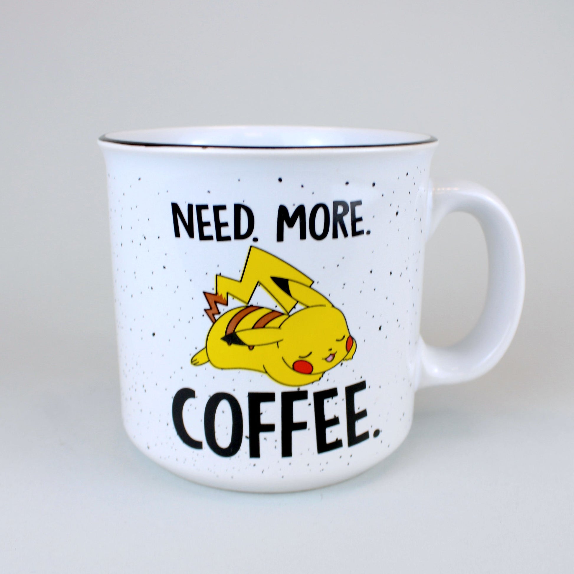 Pikachu "Need More Coffee" 20oz. White Ceramic Campfire Mug