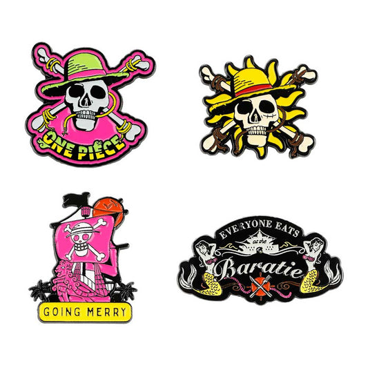 One Piece Luffy Straw Hat Crew Enamel Pin 4-Pack