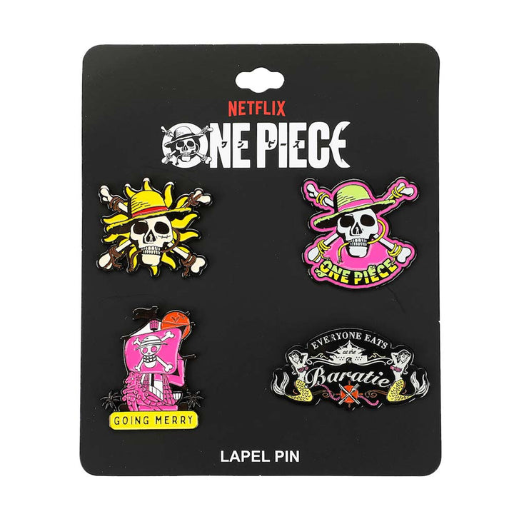 One Piece Luffy Straw Hat Crew Enamel Pin 4-Pack