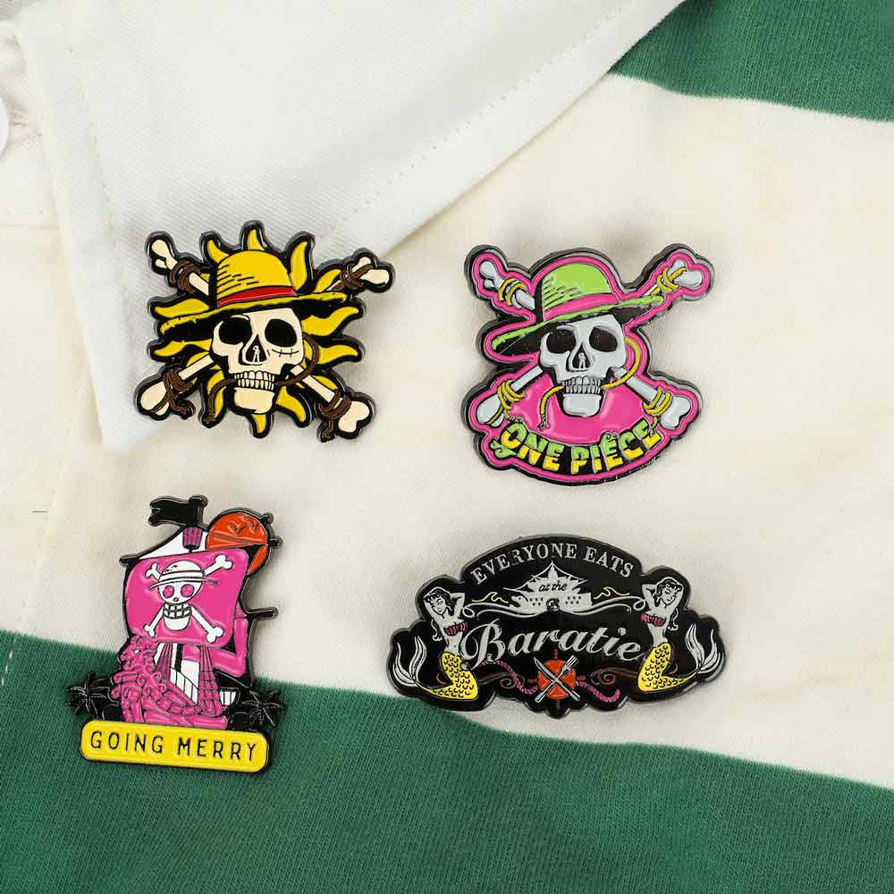 One Piece Luffy Straw Hat Crew Enamel Pin 4-Pack