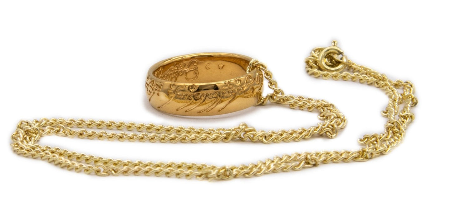Lord of the Rings The One Ring Gold Plated Sterling Silver Necklace
