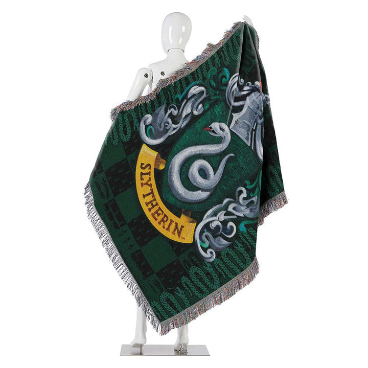 Harry Potter Slytherin Crest Woven Tapestry Throw Blanket