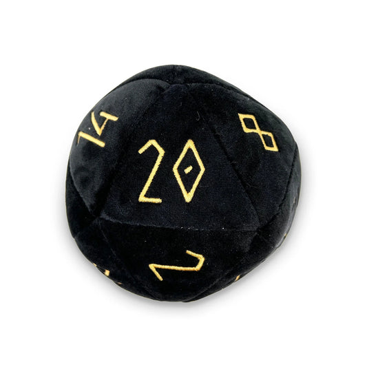 Night Black Plushie Boulder ® 170mm D20 Plush Soft Dice