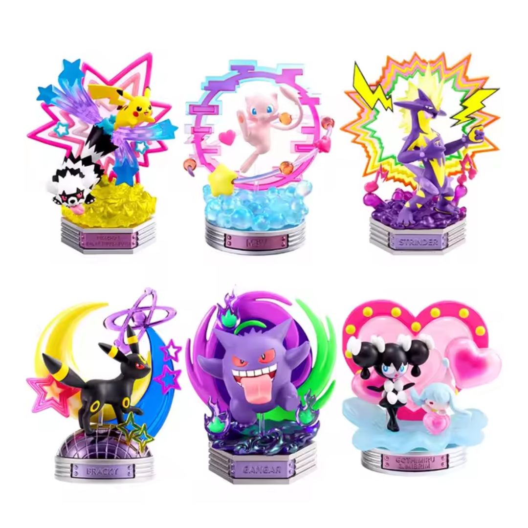 Pokemon: Neon Party Series Re-ment Gashapon Blind Box Mini Figures (Set of 6)