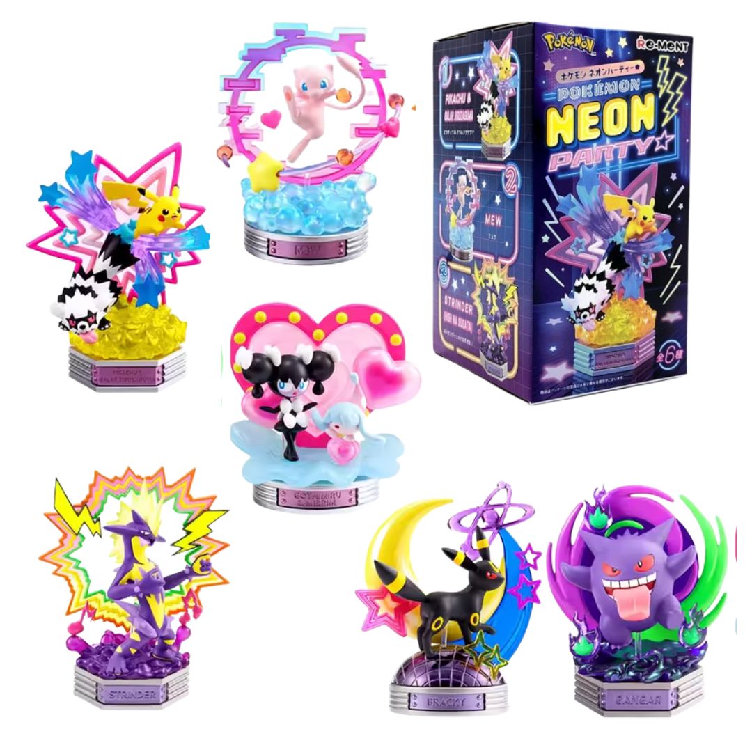 Pokemon: Neon Party Series Re-ment Gashapon Blind Box Mini Figures (Set of 6)