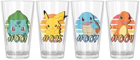 Pokemon Starters (Kanto) 16 oz. Pint Glass Set