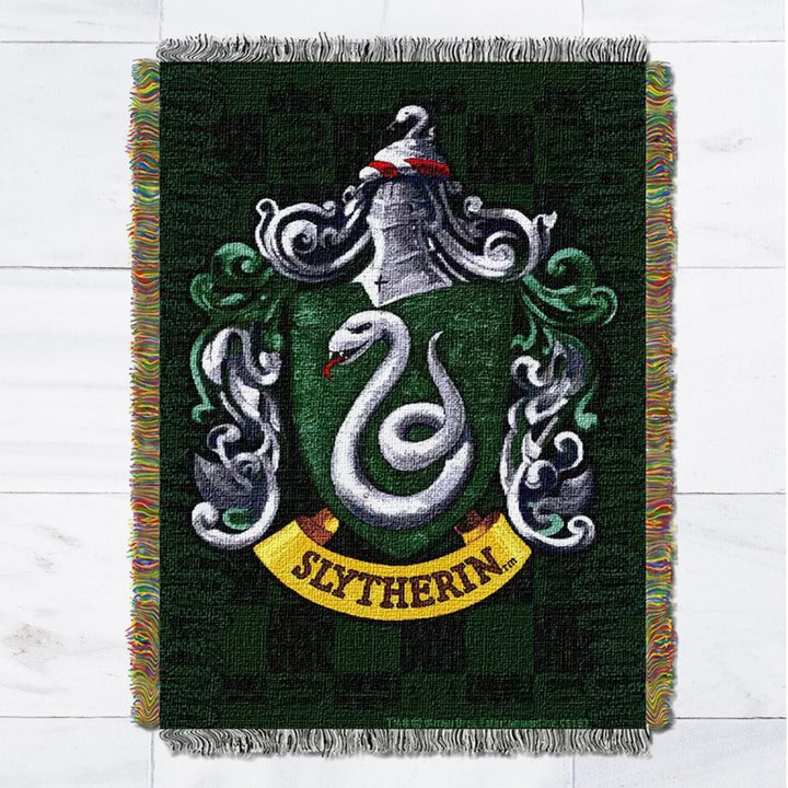 Harry Potter Slytherin Crest Woven Tapestry Throw Blanket
