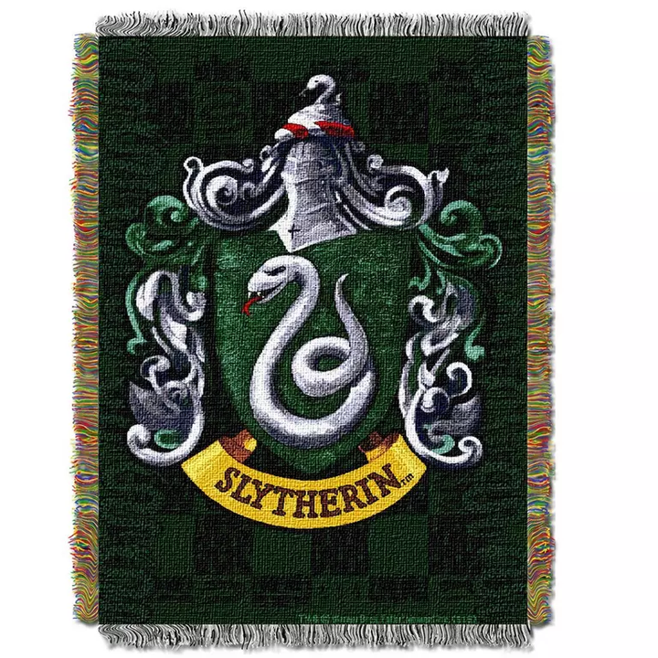 Harry Potter Slytherin Crest Woven Tapestry Throw Blanket