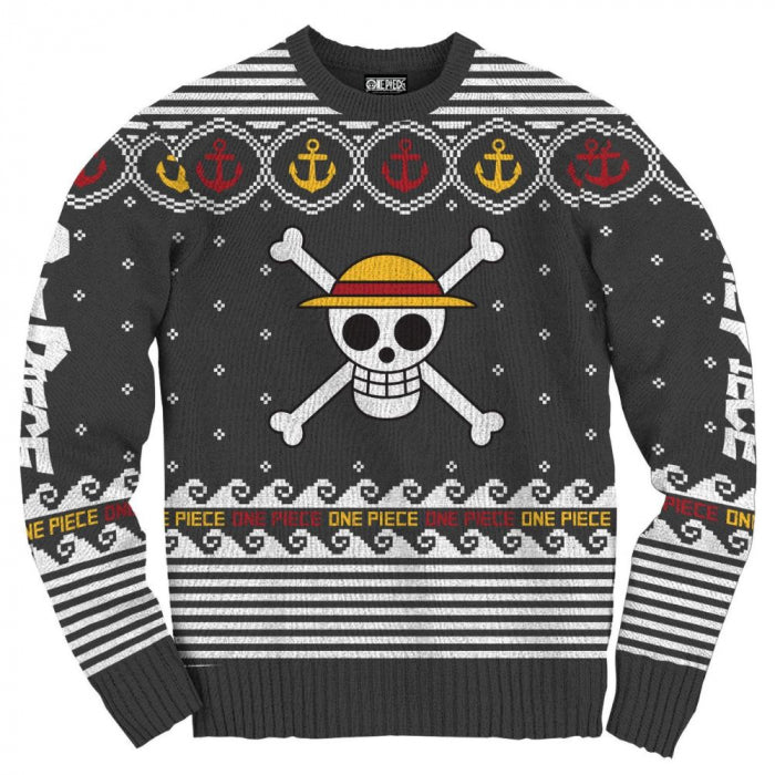 One Piece Straw Hat Pirates Jolly Roger Holiday Sweater