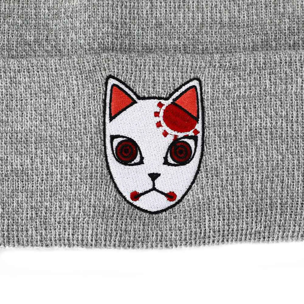 Demon Slayer Tanjiro's Warding Mask Embroidered Cuff Beanie Hat