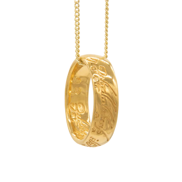 Lord of the Rings The One Ring 24K Gold Plated Bronze Necklace