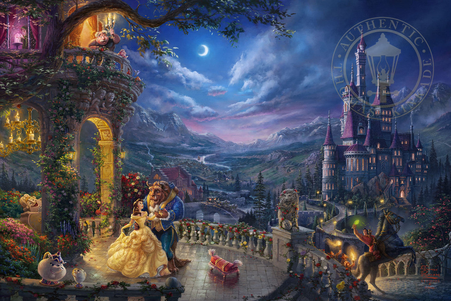 Disney Beauty and the Beast: Dancing in the Moonlight - Thomas Kinkade Framed Art Print