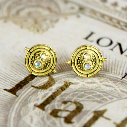 Time Turner (Harry Potter) Gold Plated Crystal Stud Earrings