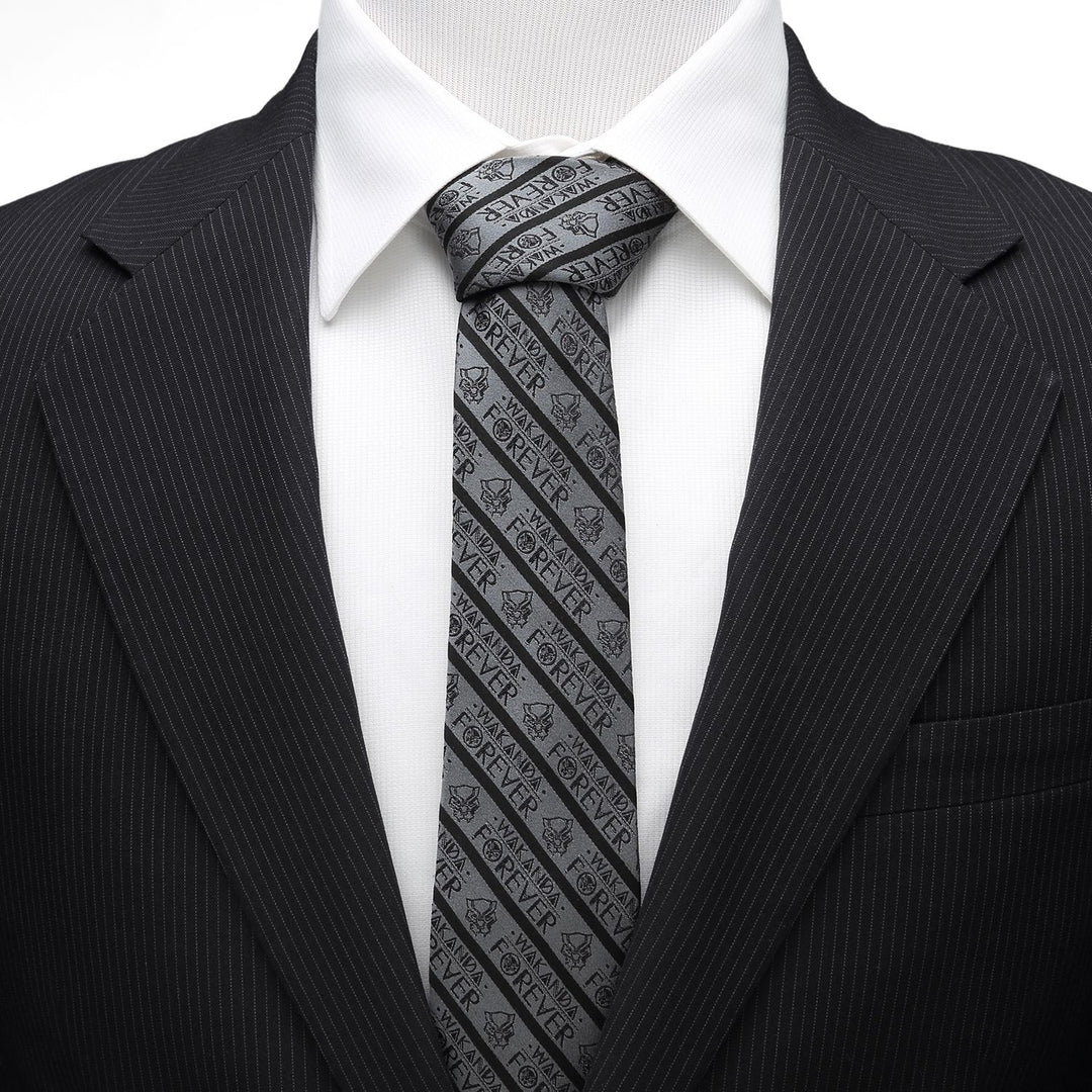 Wakanda Forever (Black Panther) Marvel Statement Stripe Fine Neck Tie