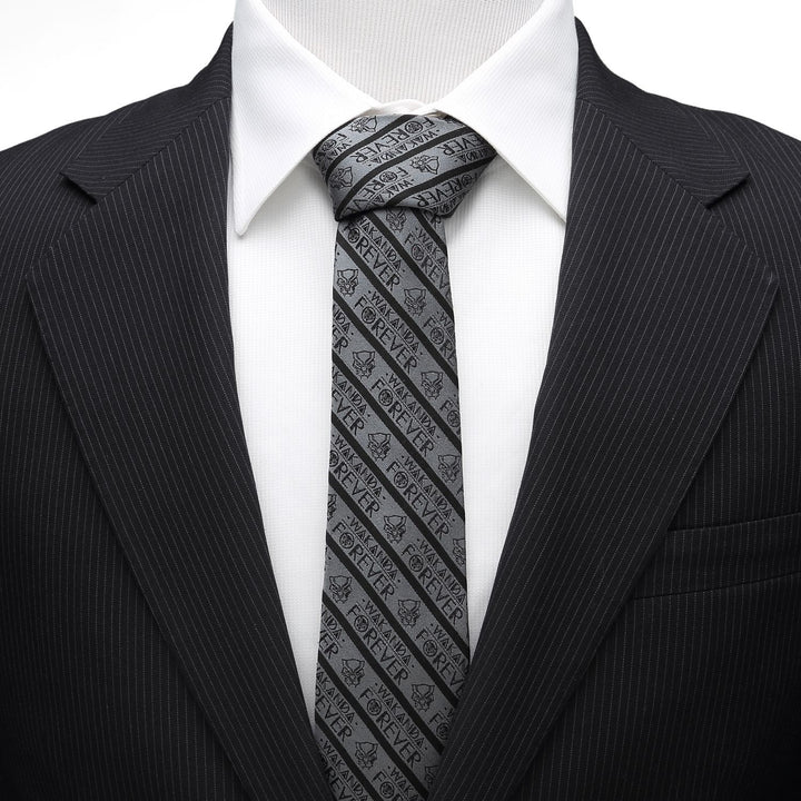 Wakanda Forever (Black Panther) Marvel Statement Stripe Fine Neck Tie