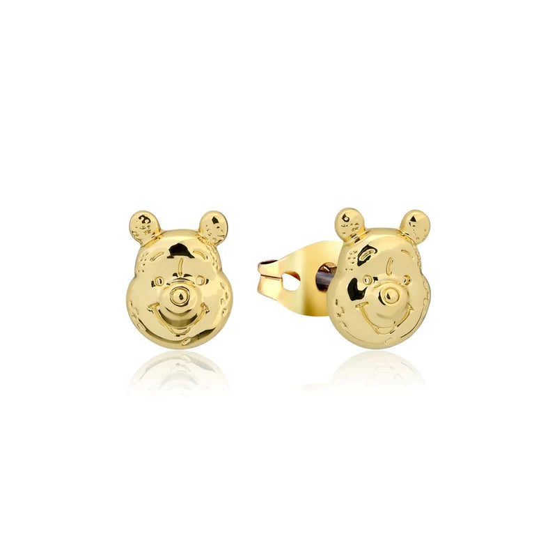 Gold Pooh Bear Stud Earrings